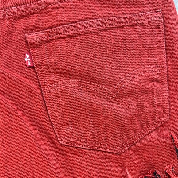 Levi's 501XX Women's Denim Shorts Size W33 Custom Cutoff Fringe Summer Must Have - Picture 5 of 14